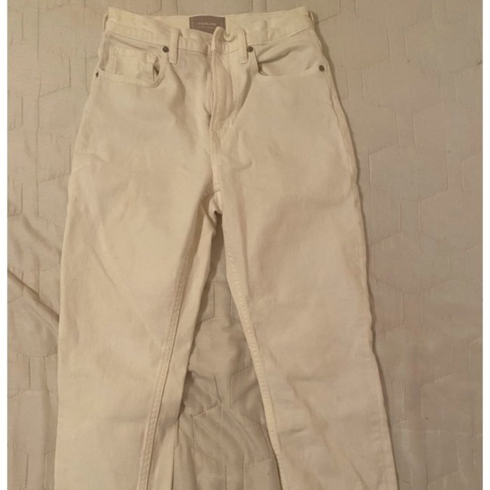 Everlane High Rise Straight Jean in White